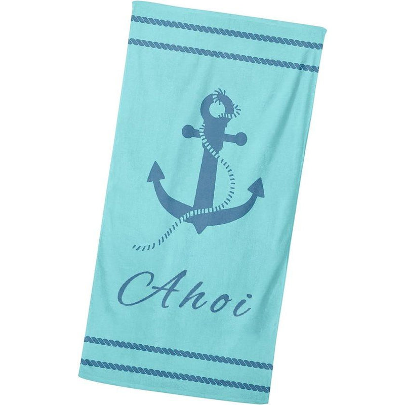 Badhanddoek ankermotief, 90x180cm, 100% katoen, zacht, absorberend XXL handdoek, strandhanddoek, lighanddoek, maritiem