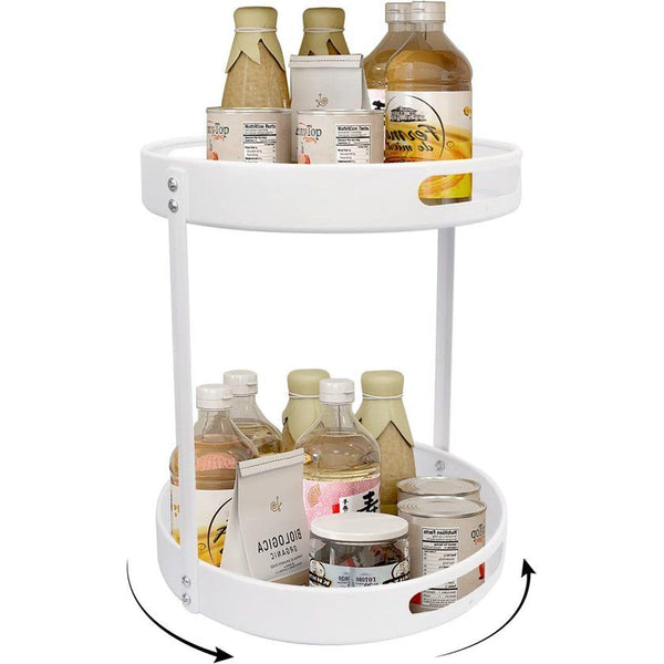 Kruidenrek, kruidenhouder, draaibare plaat, kruidenorganizer 2 niveaus, draaibaar keukenrek, keukenorganizer, draaibaar keukenrek, kruidenrek van kunststof voor specerijen, olie, kruidenflessen