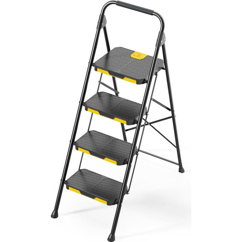 4-traps ladder Trapladder 4 treden opvouwbaar met antislip breed pedaal en leuningen Lichtgewicht huishoudladder voor uw keuken, bijkeuken, kasten, kantoor