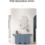 Onregelmatige frame wandspiegel, decoratieve spiegel, make-up spiegel, ijdelheidsspiegel voor badkamer, woonkamer, slaapkamer (roze)