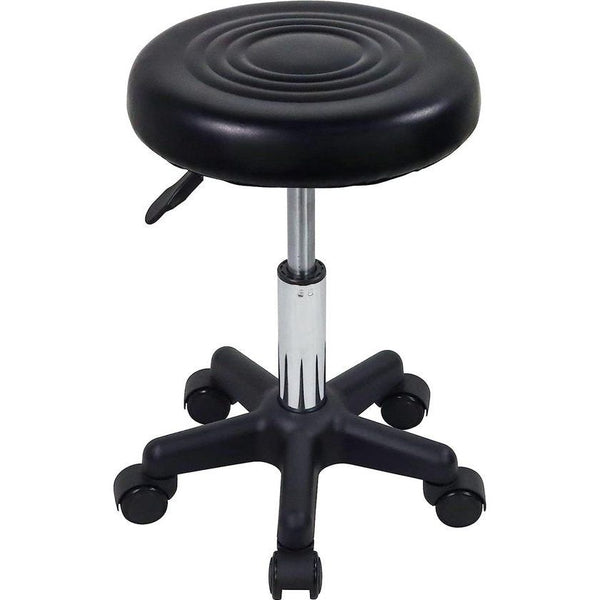 Schemel ronde PU lederen salonkruk met voetsteun in hoogte verstelbare draaibare werkplaats kapperszaak thuis keuken korte barkruk geen rugkruk (zwart)