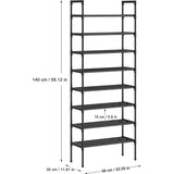 8-laags zwarte verstelbare schoenenrekken Schoenenopslag Hoog schoenenrek Organisator Plankhouder Standaard voor 24 paar schoenen, 56 x 30 x 140 cm, extra robuuste constructie