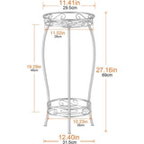Plantenstandaard, metaal, 69 cm, bloemenstandaard, plantenstandaard, 2-traps bloempothouder, voor binnen en buiten, zilver