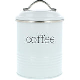 Set van 3 voorraaddozen in vintage design, ronde koffieblik van metaal met aromasluiting, nostalgische koffie, suiker en theeblik (03 stuks - 1000 ml, grijs)