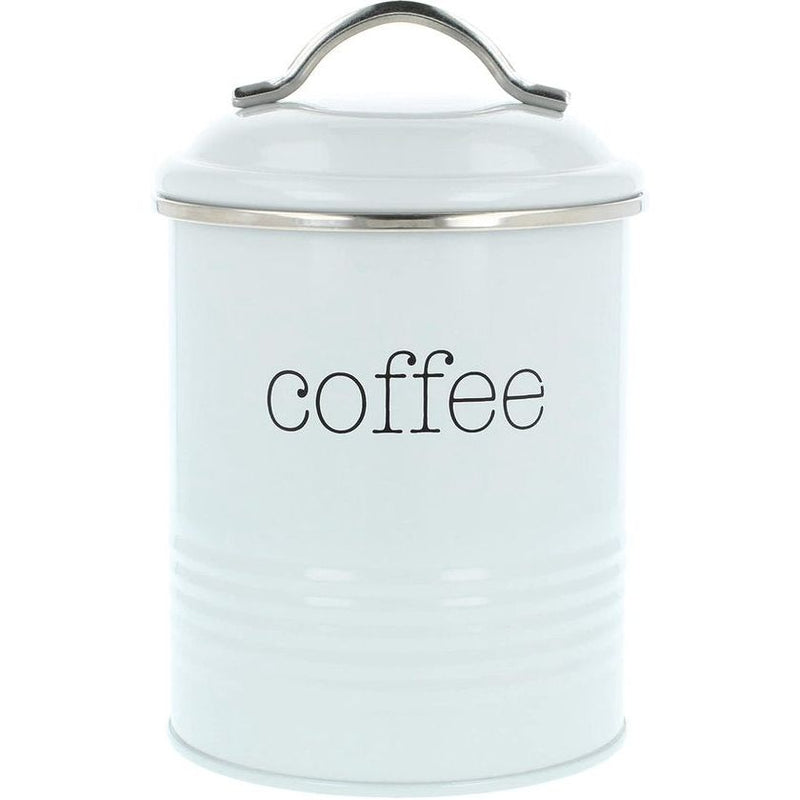 Set van 3 voorraaddozen in vintage design, ronde koffieblik van metaal met aromasluiting, nostalgische koffie, suiker en theeblik (03 stuks - 1000 ml, grijs)