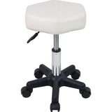 Ronde draaikruk met wielen PU Leahter rolkruk in hoogte verstelbare kruk voor spa-salon massage wit