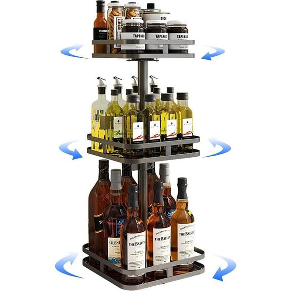 Kruidenrek Draaibaar Zwart Roterend Kruidenrek Keukenplank Werkblad Hoekplank Keukenkruidenrek Staand Zonder