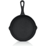 Gietijzeren grillpannetjes (set van 6) 12,5 cm | reeds ingebrand - preseasoned | gietijzeren grillpannen, pannetjes, serveerpan, grillpan, gietijzeren pan, incl. 2 schenktuiten aan de rand