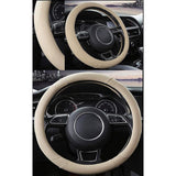 Auto Stuurhoes Stuurwielbeschermer Stuurhoes Microfiber Leer Universeel 37-38cm/15" Antislip Ademend Duurzaam (Beige)