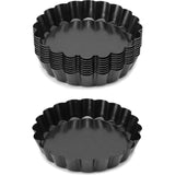 10 stuks taartvormen Ø 10 cm met hefbodem, mini-tartelette vormpjes quichevorm van voedselveilig koolstofstaal met antiaanbaklaag
