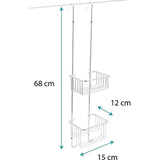 Design douchemand om op te hangen, chroom, doucheplank om op te hangen, smal design, 68 x 15 x 12 cm