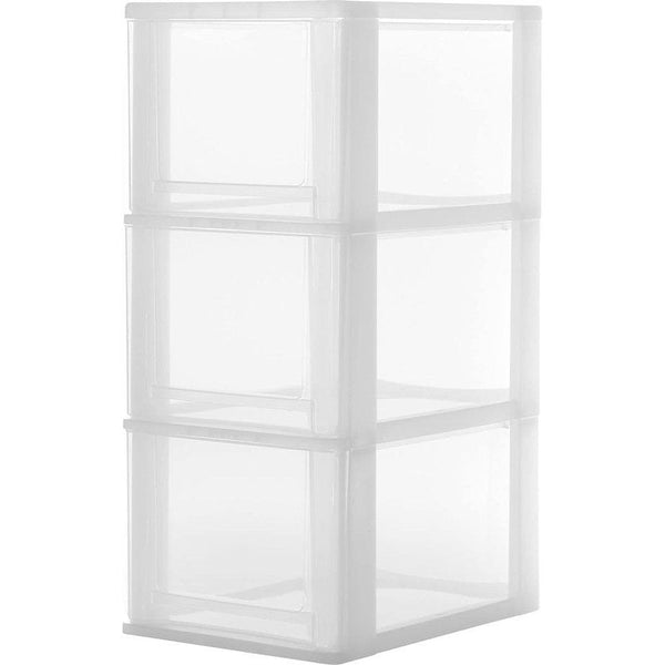 Toren, ladekast, kunststof organizer met ergonomisch handvat, 13 liter, 3 laden, verwijderbare containers, BPA-vrij, kantoor, woonkamer, ddoch-2300, transparant