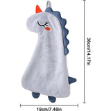 Handdoeken voor kinderen, 4 stuks, dieren-kinderhanddoekenset, kleine dinosaurusvorm, microvezel, handdoekenset, sneldrogende washandjes met ophangoog, douchehanddoek voor keuken