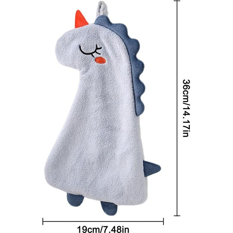 Handdoeken voor kinderen, 4 stuks, dieren-kinderhanddoekenset, kleine dinosaurusvorm, microvezel, handdoekenset, sneldrogende washandjes met ophangoog, douchehanddoek voor keuken