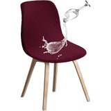 Shell Stoelhoezen Retro Stoelhoezen - Stretch Spandex Print Lounge Hoek - Stoelhoezen voor Eetkamer Keuken Feest Banket Club Home Decor (Wijnrood, Set van 4)