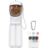 Hondenwaterfles voor honden onderweg, 550 ml draagbare hondenwaterfles met 100 ml hondenvoerfles, plastic reisfles voor honden, klein – wit