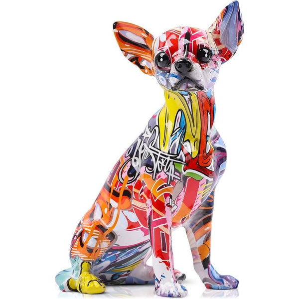 Gekleurde graffiti Bulldog-sculptuur Graffitikunst staand Britse Bulldog Franse Bulldog-standbeeld Decoratie Kleur Hond Mode Hars Technologie Decoratie Hond (A)