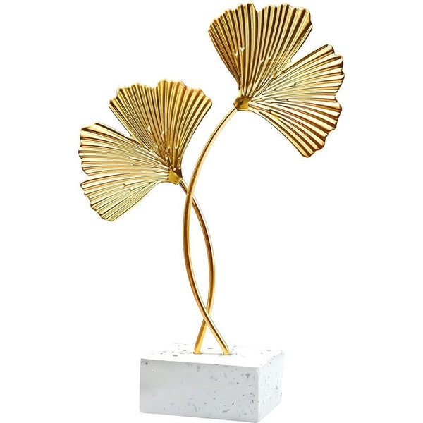 Ginkgo Bladornamenten, Gouden Ginkgo Blad Desktop Decoratie Sculptuur Modern Creatief Huisdecoratie Accenten Standbeeld voor Kantoor Slaapkamer Boekenplank (Goud)