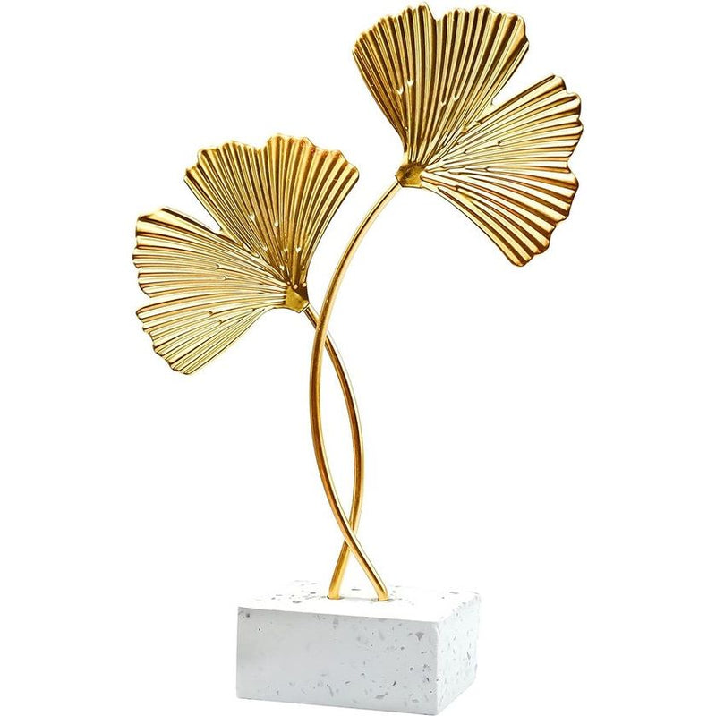 Ginkgo Bladornamenten, Gouden Ginkgo Blad Desktop Decoratie Sculptuur Modern Creatief Huisdecoratie Accenten Standbeeld voor Kantoor Slaapkamer Boekenplank (Goud)