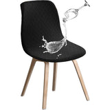 Shell Stoelhoezen Retro Stoelhoezen - Stretch Spandex Print Lounge Hoek - Stoelhoezen voor Eetkamer Keuken Feest Banket Club Home Decor (Zwart, Set van 4)