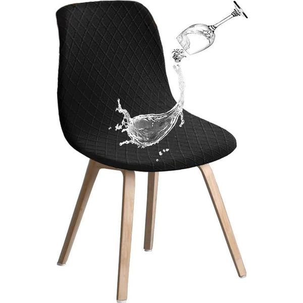 Shell Stoelhoezen Retro Stoelhoezen - Stretch Spandex Print Lounge Hoek - Stoelhoezen voor Eetkamer Keuken Feest Banket Club Home Decor (Zwart, Set van 4)