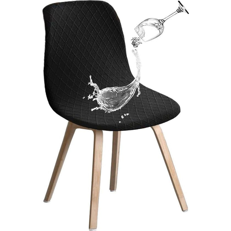 Shell Stoelhoezen Retro Stoelhoezen - Stretch Spandex Print Lounge Hoek - Stoelhoezen voor Eetkamer Keuken Feest Banket Club Home Decor (Zwart, Set van 4)