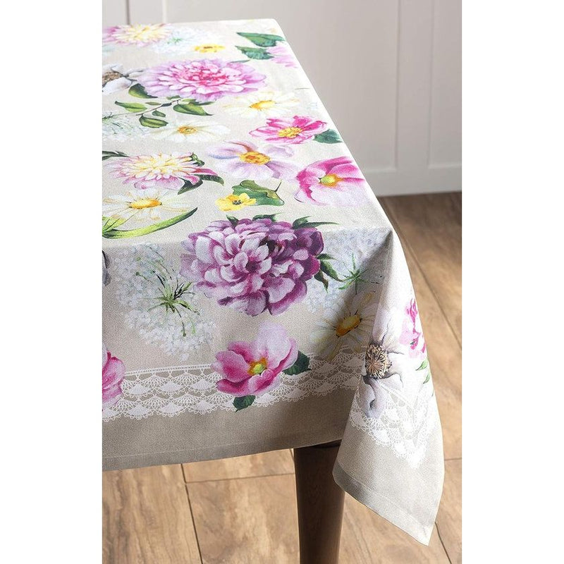 Tafelkleed 160 cm x 220 cm, 100% katoen, decoratief, wasbaar, vierkant tafelblad, tafelkleden voor moederdaggeschenken, keuken, bruiloft, restaurant, pivoine - lente/zomer