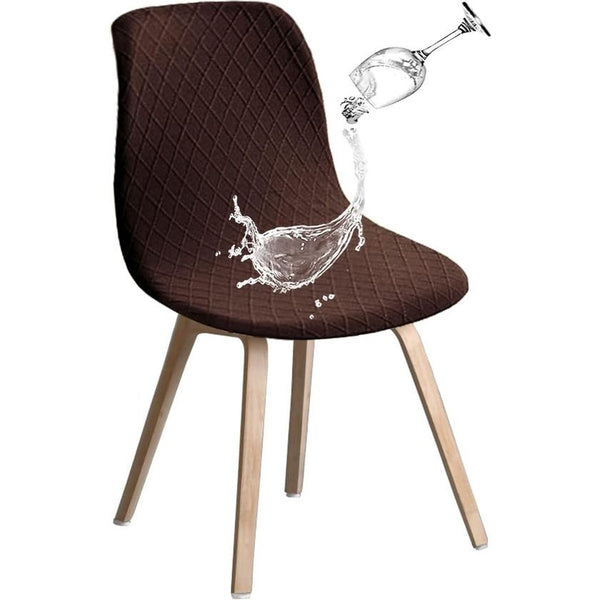 Shell Stoelhoezen Retro Stoelhoezen Stretch Spandex Print Lounge Hoek Stoelbeschermers voor Eetkamer Keuken Feest Banket Club Home Decor (Bruin-6 Stuks)