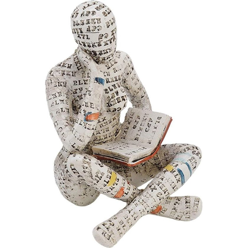 Figuur decoratie voor plank, 11 x 8 x 8 cm, kleine lezende vrouwen, gevormd sculptuur, gepersonaliseerd, handbeschilderd, lezen, schurk, desktop, boeken, rek, handwerk, standbeeld