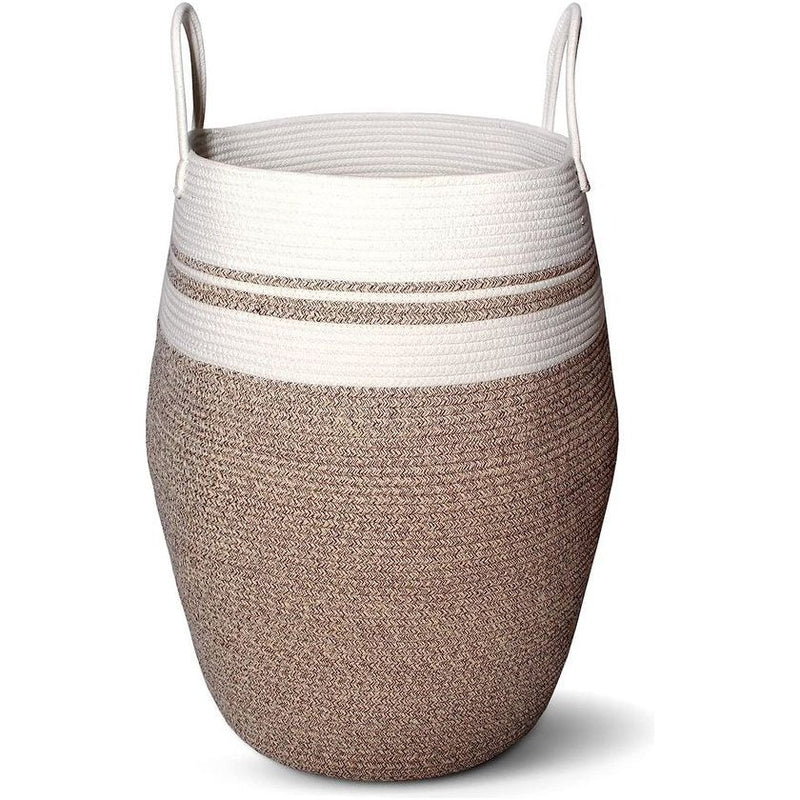 Grote wasmand, katoenen touw, mand voor dekens, kussens in de woonkamer, opbergmand voor speelgoed in de kinderkamer (bruin)