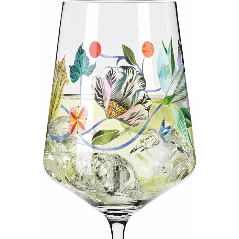 Aperitiefglas 500 ml – Serie Sommerdauw – Motief nr. 8 met kolibriillustratie