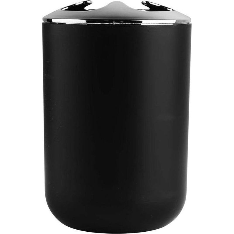 Badkamerset, badkameraccessoires, 6-delige set, tandenborstelhouder, vuilnisbak, toiletborstelhouder, wasbeker, zeepdispenser, perfect voor gezinnen of hotels (zwart)