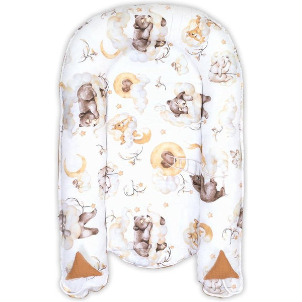 Babynestje voor pasgeborenen baby's, 90 x 50 cm, handgemaakte cocon, dubbelzijdig van katoen, wafel met babynestje, sluimerbeer, lichtbruin