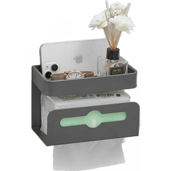 Zelfklevende badkamer hoekplank met deur - toiletpapier gezicht wassen cosmetische opslag zwart geen boren aluminium