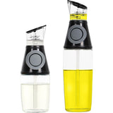 Oliedispenser [2 stuks] - 250 ml & 500 ml azijn en oliefles set met maatschaal, etiketten, grote opening - oliedispenser glas voor eenvoudig bijvullen - BPA-vrije azijn & olijfolie fles