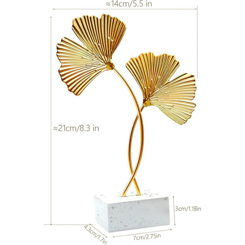 Ginkgo Bladornamenten, Gouden Ginkgo Blad Desktop Decoratie Sculptuur Modern Creatief Huisdecoratie Accenten Standbeeld voor Kantoor Slaapkamer Boekenplank (Goud)