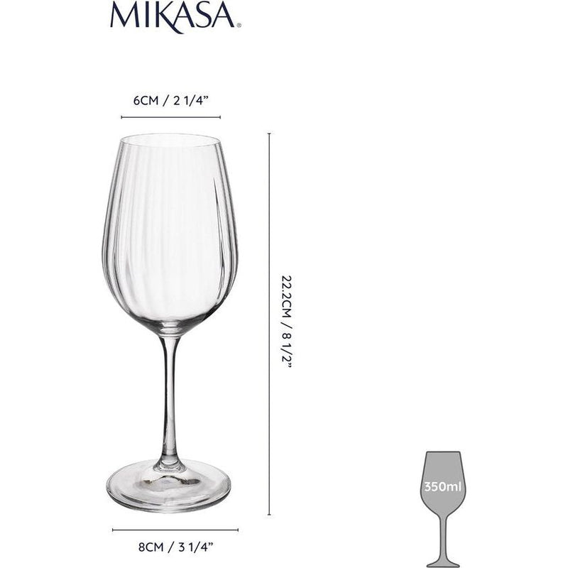 Kristallen witte wijnglazen, 350 ml, set van 4 loodvrije, heldere, elegante glazen met golfeffect voor feesten