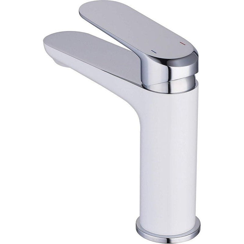 Wastafel-eengreepsmengkraan met één hendel, wit en chroom, 1-gaats wastafelarmatuur met armatuur,