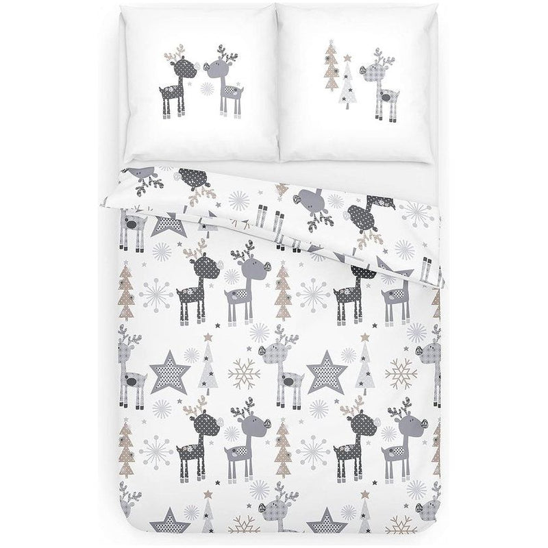 Flanellen beddengoed, 155 x 220 cm, winter - rendier beddengoed, 155 x 220 cm, wit kerstbeddengoed, 155 x 220 - 100% katoen Flanellen beddengoed, 155 x 220 cm, winter - rendier beddengoed, 155 x 220 cm, wit kerstbeddengoed, 155 x 220 - 100% katoen