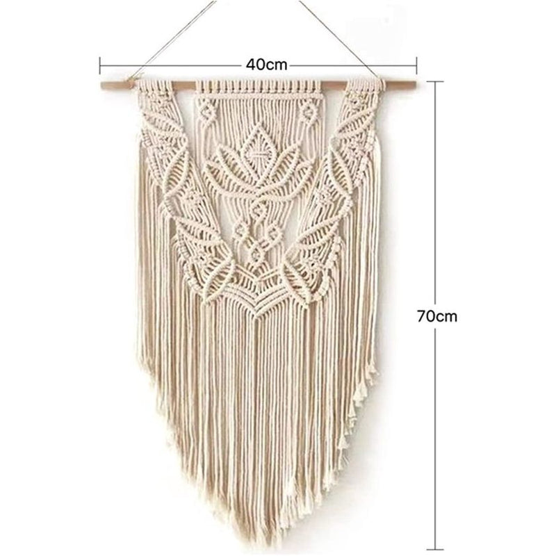 Macramé wandtapijt, Boheemse handgemaakte wanddecoratie, 60 x 43 cm