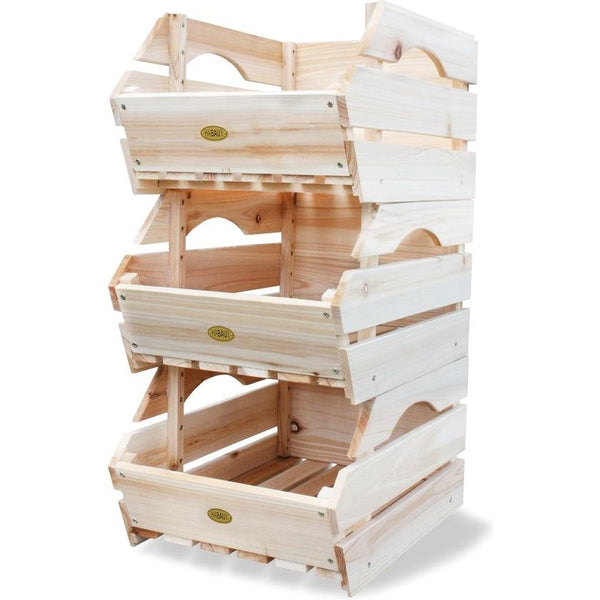 Stapel- opbergkisten, massief hout, set van 3 stuks