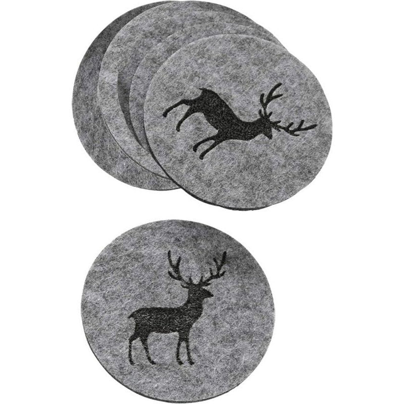 onderzetters Tjark grijs 10 cm - set van 6 - (grijs hert)