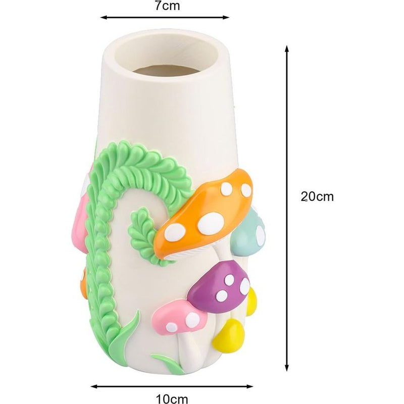 Beschilderde paddenstoelvaas voor bloemen, kleurrijke unieke 3D-bloemenvaas, 20 cm hoog, regenboog, funky paddenstoelvazen, decoratie, vaas voor pampasgras, grappig, veelzijdige tuingeschenken.