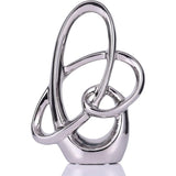 Modern zilver decor keramiek beeld - abstract huisaccent en tafelbeeldje voor woonkamer, slaapkamer, badkamer, kantoor, plank, schoorsteenmantel - bruiloft, eetkamerdecoratie