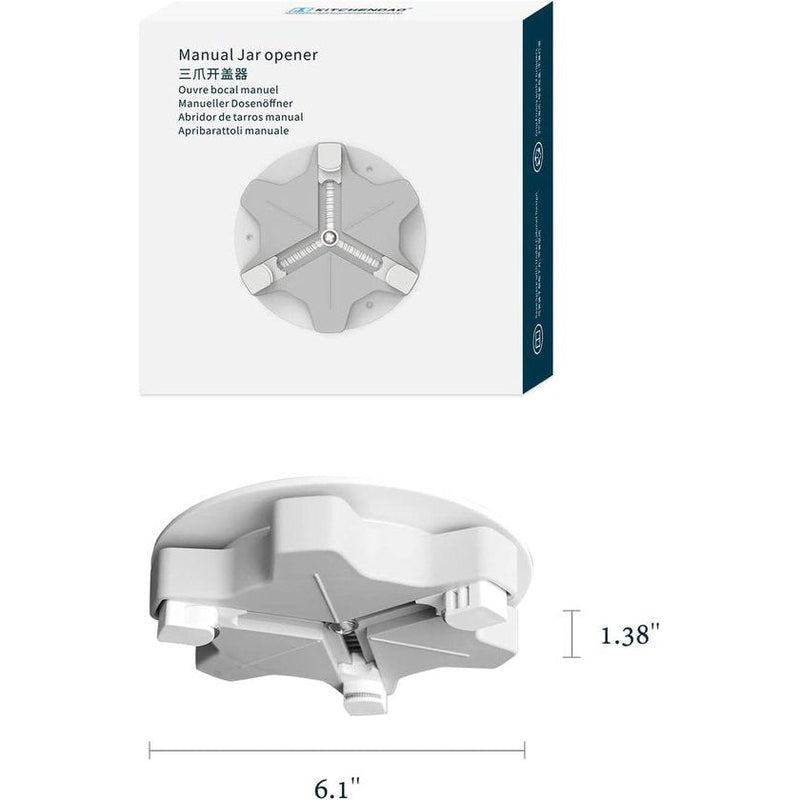 Glazen opener, dekselopener, onder keukenplaat, in keukenkast, glazen opener voor zwakke handen en senioren met artritis, moeiteloos deksel opener met 3 grijpers, flesopener, blikopener onder de