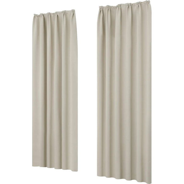Verduisteringsgordijn, ondoorzichtig, thermogordijn met plooiband, 290 x 140 cm (hoogte x breedte), crème, set van 2