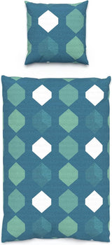 Beddengoed 135 x 200 cm, katoen, beddengoed voor het hele jaar, groen geometrisch premium