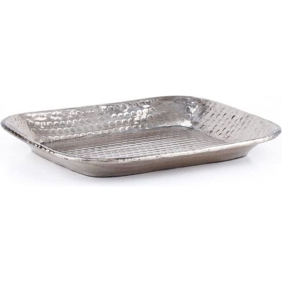 dienblad, rechthoekig, van aluminium, 21 cm groot, Lesha zilver, Scandinavisch design, decoratie