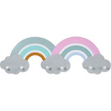 Amelie Regenboog Garderobe voor baby's en kleine kinderen, van hout, hoogwaardige garderobe met 4 haken, eenvoudig design en subtiele kleuren, voor de hal of de kinderkamer,