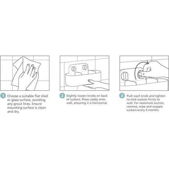 Duo douche caddy rek organizer, badkamer opslag voor douche accessoires, wit, groot